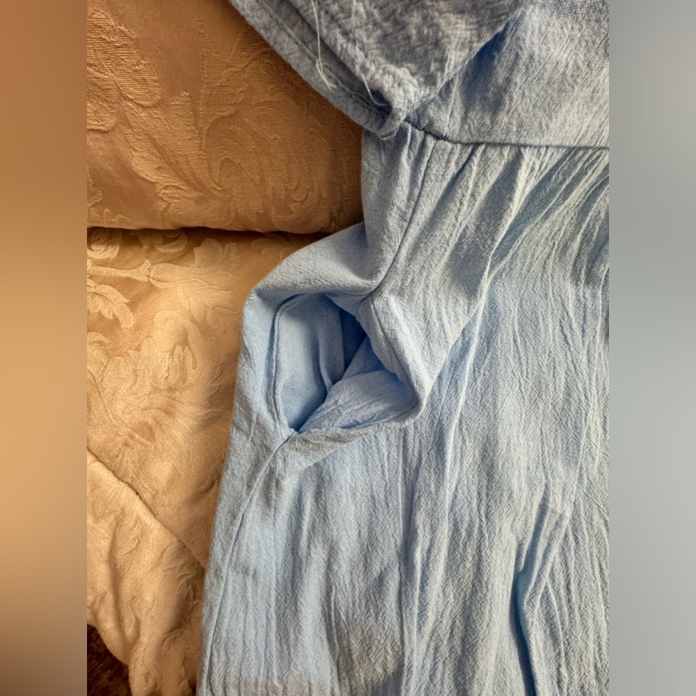 124. Blue Cotton Blend Oversized Babydoll Dress M - Picture 2 of 6